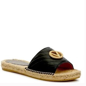 Mario Valentino black slides, size 9